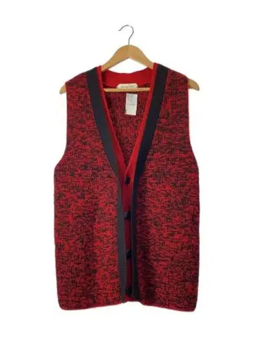 나마체코 빨간색과 블랙 트위드 니트 베스트