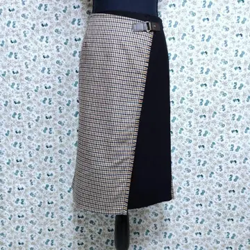 UNTITLED 미디 스커트 A 라인 랩 스커트풍 일본제 울 1