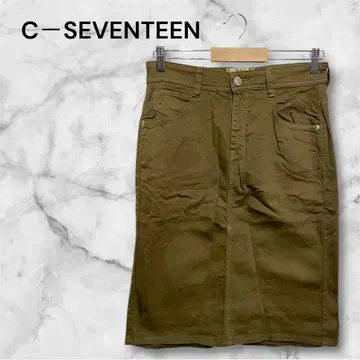 C 세븐틴 스커트 무릎 기장 플레어 실루엣 스트레치 소재 L