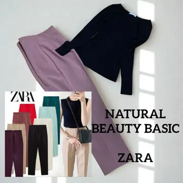 [코디 세트] 인기 ZARA 하이웨스트 팬츠와 내추럴 뷰티 심플 니트