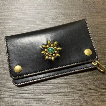 트래커 지갑 미들 크롬엑셀 스터드 가죽 공예