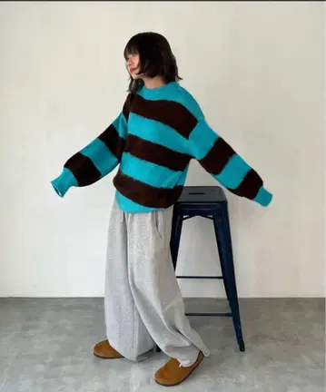 shesame 헤어라이크 보더 니트