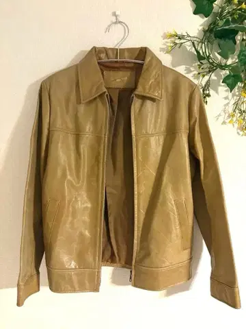 베이지 소가죽 캐주얼 자켓
