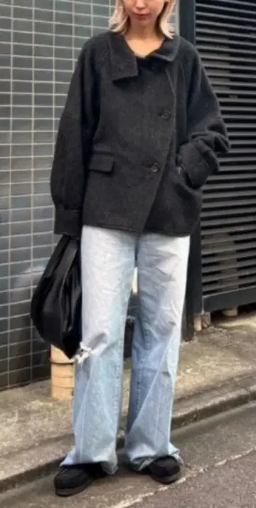 BLACKBYMOUSSY 루즈 스트레이트 크래쉬 데님