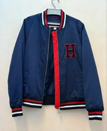 타미힐피거 네이비 바시티 자켓 트리콜로르