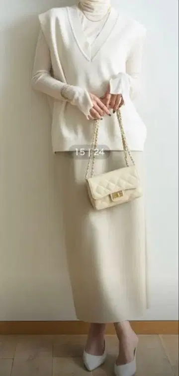 Rouge vif 몰 니트 편안한 베스트 아이보리