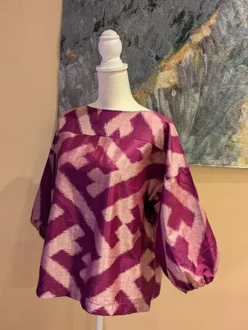 순수 실크 명선 기모노 리메이크 7부 소매 풀오버