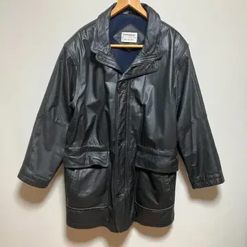 가죽 자켓 코트 단추식 올 패턴 소가죽 블랙 2XL 상당