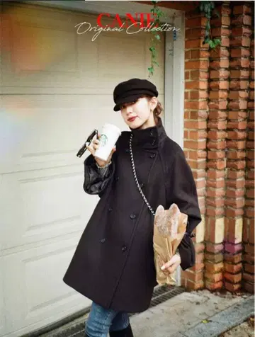 CANIE 2way 라인 슬리브 더블 미들 코트