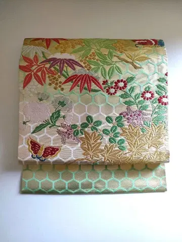 나고야 오비 당직 견직 사계절 꽃 나비 멋짐