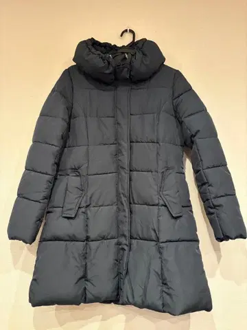 퀼팅 롱 코트 네이비