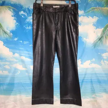 블랙 소가죽 가죽 팬츠