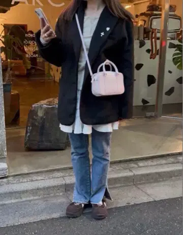 샤기 오버 자켓 블랙