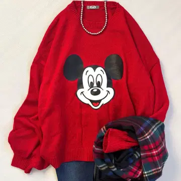 kutir 미키마우스 프린트 니트 빨간색