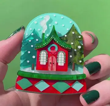 Erstwilder 크리스마스 핀 배지 눈의 집