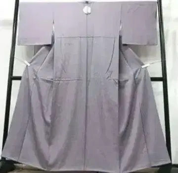 거의 미사용 순수 실크 에도 코몬 상어 코몬 퍼플 계열 보라색