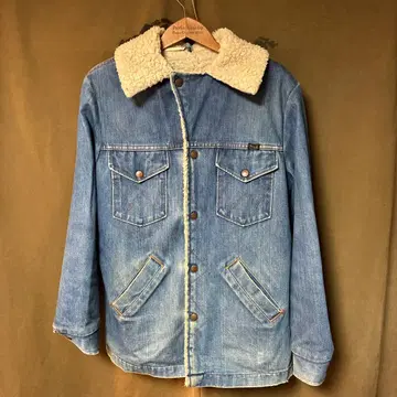 [ 가격 인하 불가 ] 70s 랭글러 리메이크 런치 코트 (가죽 절개)