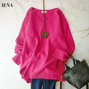 이에나 V넥 울 캐시미어 스웨터 양모 실크 MIX