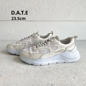 D.A.T.E. FUGA 화이트/골드 통굽 스니커즈 23.5cm