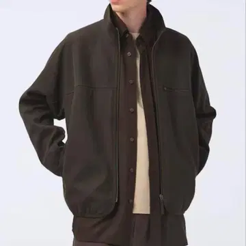 유니클로 U 브러쉬드 저지 블루종 S 다크 브라운 24AW