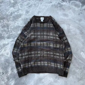 80s 90s 패턴 니트 스웨터 아크릴 레이온 브라운 구제 의류