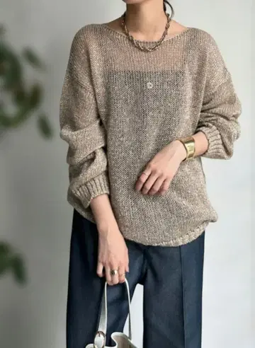 DouDou 모헤어 울 혼방 라메 니트