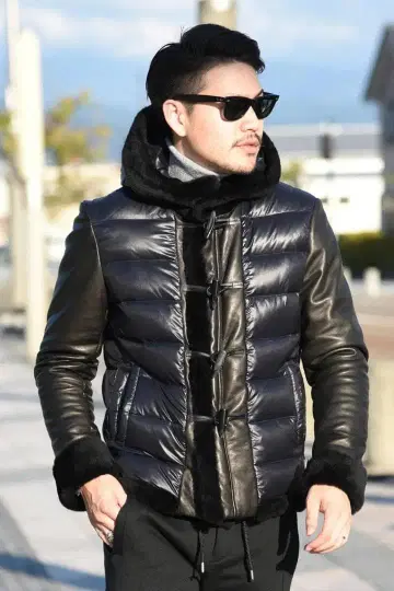 엠메티 페 루나 무스탕 가죽 다운 자켓 블루종 블랙