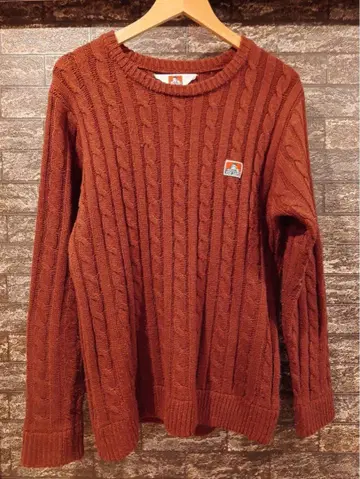 와인 레드 케이블 니트 스웨터