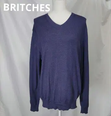 BRITCHES 메리노울 혼방 V넥 니트 L 네이비 계열 스웨터