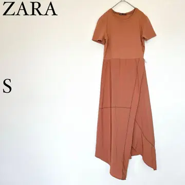 자라 ZARA 롱 원피스 비대칭 이소재 S 가을 컬러 홍차