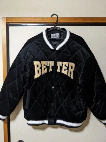 ZHISHANG 블랙 바시티 자켓 L