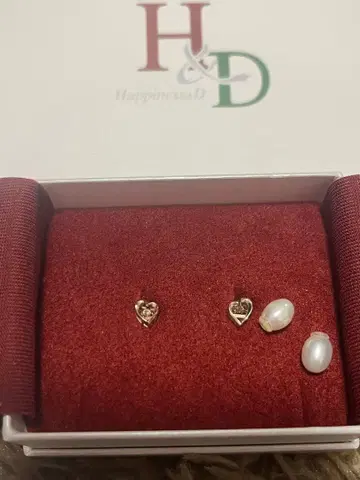 HappinessaD 하트형 귀걸이와 펄 세트