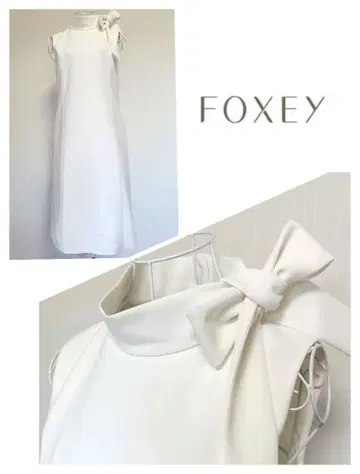 폭시 뉴욕 모크넥 리본 원피스 화이트 40