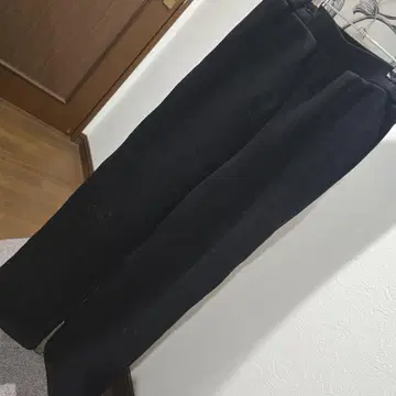 블랙 플리스 스트레이트 팬츠 2 포켓 속기모 새상품급