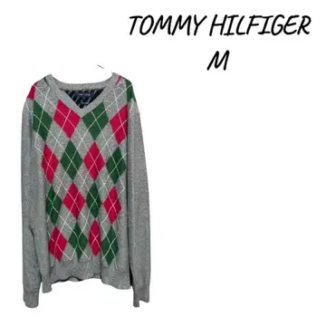 TOMMY HILFIGER 아가일 남성용 스웨터 M