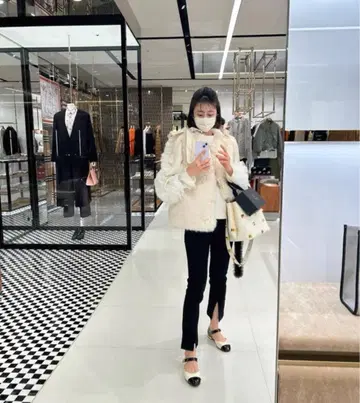 bibiy 퍼 베스트 White 리본