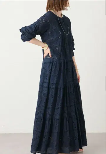 omekashi 자수 티어드 원피스
