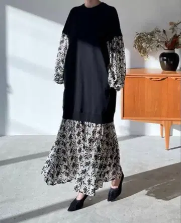 CLANE/플라워 레이스 믹스 원피스