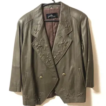 pietita 올리브 그린 가죽 자켓