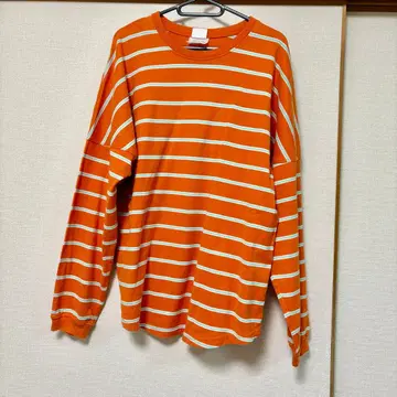 THE SHINZONE 오렌지 스트라이프 긴팔 T셔츠
