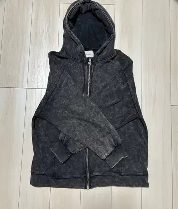 다크 그레이 풀 집업 후드 부착 후드티