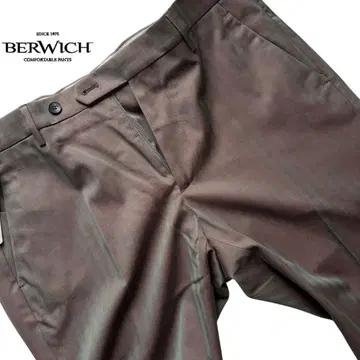 미사용 새상품/BERWICH/헤링본 스트라이프/브라운 슬랙스