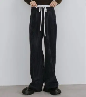 duei 레이어드 허리 핀스트라이프 팬츠