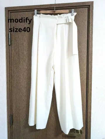 modify 모디파이 와이드 팬츠 허리밴딩 화이트 40
