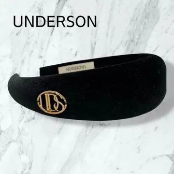 UNDERSON 벨로아 머리띠 블랙 골드 로고