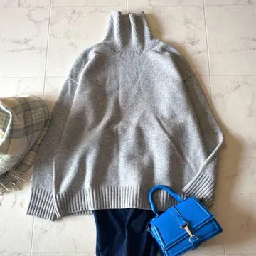 에부르 ebure 울 캐시미어 터틀넥 니트 그레이