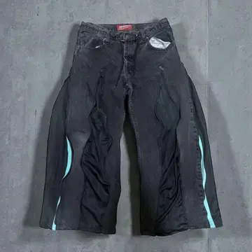 와이드 데님 팬츠 저지 리메이크