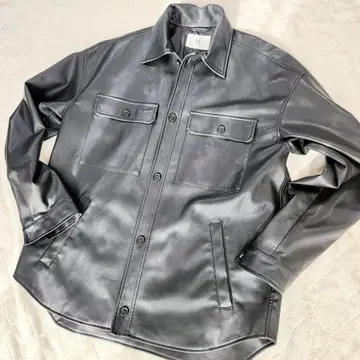 키쿠치 타케오 긴팔 셔츠 인조 가죽 블랙