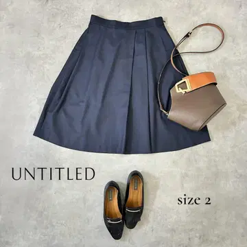 [ UNTITLED ] 고급 네이비 플레어 스커트 일본제 2(M)