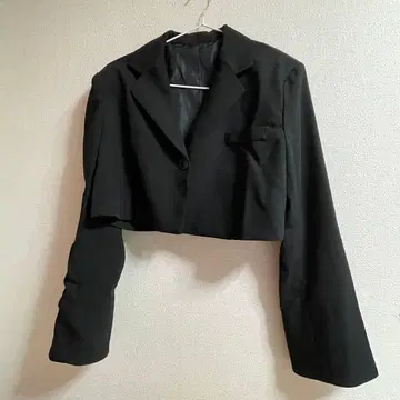 플레어 커프스 크롭 자켓 러브유 숏 자켓 블랙 블랙